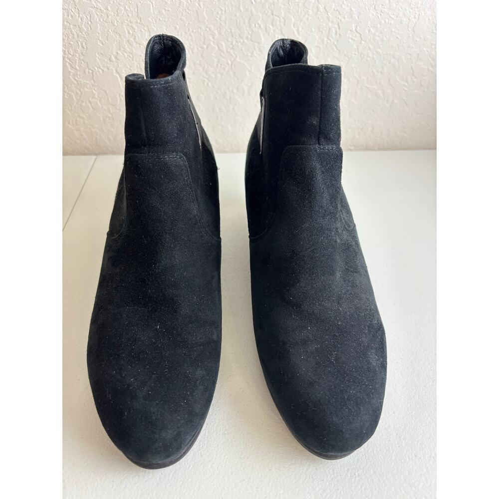 Earthies Beaumont Black Suede Leather Wedge Heel Ankle Boots Size 10R